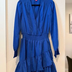 Lilly Pulitzer Vibrant Blue Satin Dress Long Sleeve